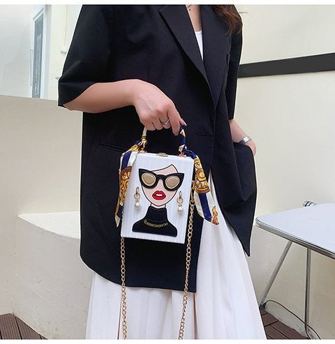 CrossBody Clutch Box Bag, crossbody purse for women, Shoulder party Purse, Shoulder clutch for women, crossbody purse for everyday, party clutch box, shoulder party clutch, crossbody purse for evening, crossbody purse for women, shoulder party clutch with chain, quirky bags, clutch box bag, clutch box with chain, white clutch box.