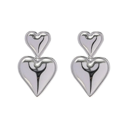 Silver heart earrings for women