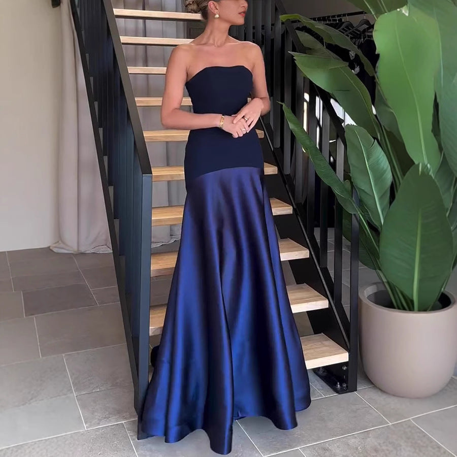 Angelica Maxi Tube Dress | Satin Long Maxi Cocktail Dress | Fit and Flare Dress| Party Dresses for Women L / Black Angelica Maxi Tube Dress | Satin Long Maxi Cocktail Dress | Fit and Flare Dress| Party Dresses for Women L / Black