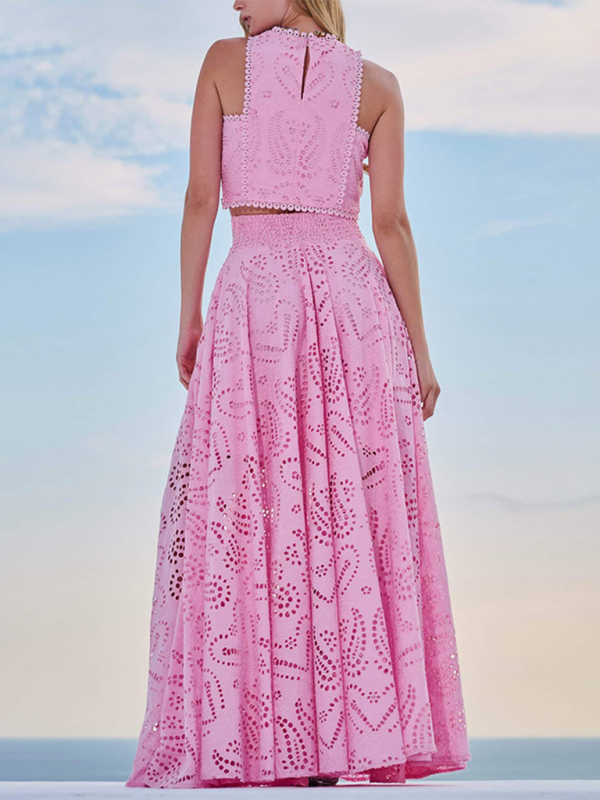 womens two piece set, crop top and skirt set, Two Piece skirt set, eyelet dress, Two piece Maxi Dress, skirt set, two piece sets women, lace dress, eyelet co-ord set, summer co-ord outfit, matching set for women, summer co-ord outfit, pink co-ord set, best co-ord sets for weddings, parties, and events.
