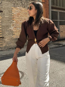 V-neck cardigan women, fall layering piece.