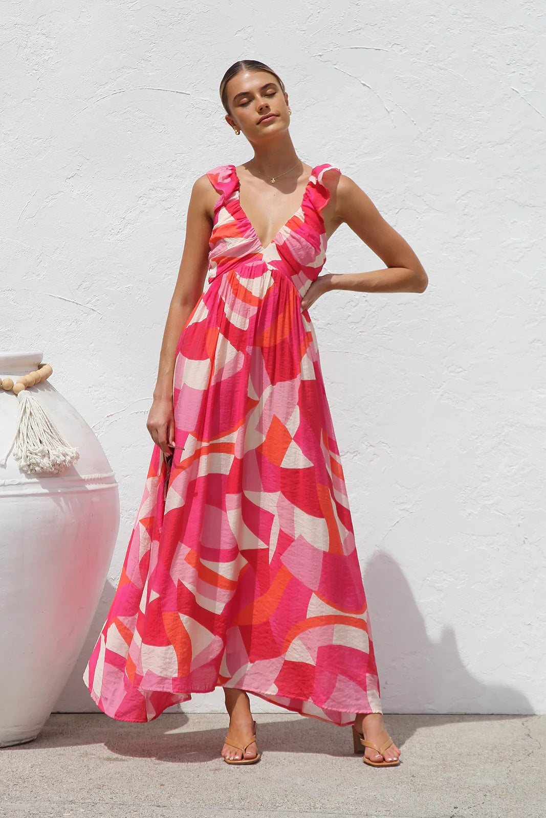 Summer Sunlit Breeze Floral Maxi Sundress