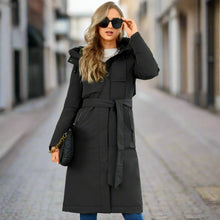 Load image into Gallery viewer, womens down jacket, parka for women, duck down coat, parka coat, belted coat, duck down jacket womens,  womens down coats and jackets duck down jacket, hooded parka jacket, hooded down jacket, down coat, winter coats women, long line coat, womens dressy winter coats, womens outdoor coat, womens long parka coat.