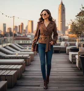 short trench coat women, Cropped suede trench coat women, belted suede jacket women ideal for workwear trench coat outfit, quiet luxury suede jacket aesthetic meets timeless old money trench coat energy.