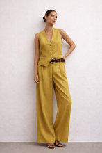 Load image into Gallery viewer, belted trouser set, vest and pants set, two piece pants set, two piece trouser set, tailored coord set, office coord set, vest trouser coord, wide leg coord set, wide leg set transitional weather, affordable vest pants set under $100, two piece pantsuit, sleeveless vest outfit.
