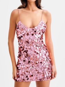 Glitz & Bliss Pink Disc Sequin Short Party Dress | Pink Sparkly Dress | Shift Glitter Dress | Cocktail Dresses Pink / M Glitz & Bliss Pink Disc Sequin Short Party Dress | Pink Sparkly Dress | Shift Glitter Dress | Cocktail Dresses Pink / M