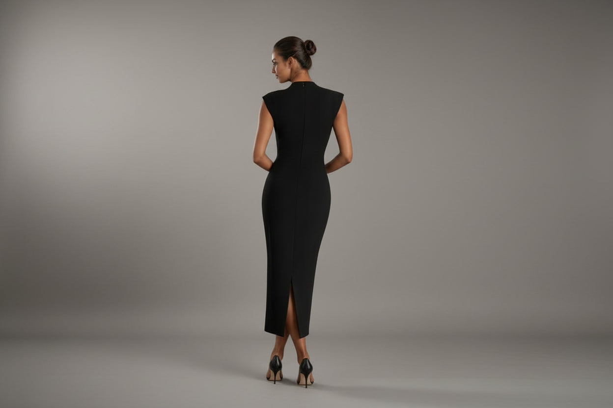 black bodycon business casual dress
