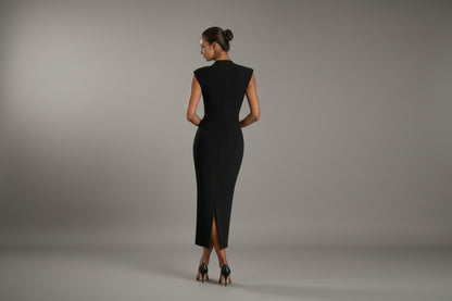 black bodycon business casual dress