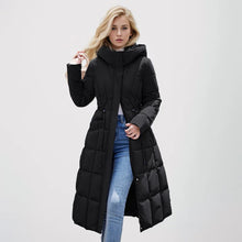 Load image into Gallery viewer, Quilted Long Puffer Parka Jacket, puffer jacket women, womens parka, quilted parka coat, parka coat, quilted coat, puffer jacket womens, parka down jacket, long puffer jacket, winter jacket women, parka jacket women, puffer parka, puffer coat, womens parka coat, long black puffer coat, down coat women