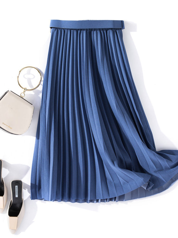 Lightweight pleated midi skirt with high-rise waist, styled for autumn layering outfits for women. Quiet luxury pleated skirt outfit for workwear, brunch date looks, and Pinterest fall outfit ideas, what to wear to brunch in fall