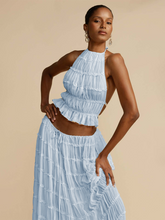 Load image into Gallery viewer, blue 2 piece set for women, Two Piece skirt set, crop top and skirt set, two piece set, Crop top, coord set, Two piece Maxi Dress, Coord Sets, Maxi Skirt outfit set, skirt coord set, 2 piece sets, two piece dress.