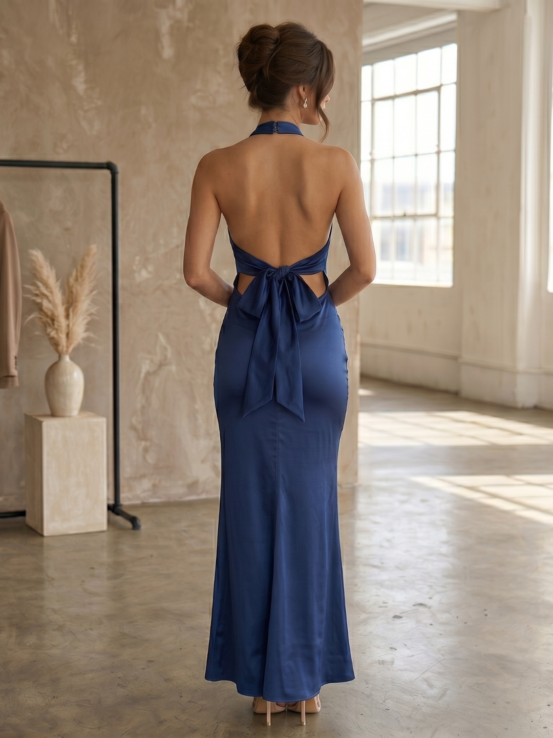 Cross Halter Satin Bodycon Maxi Dress Elegant Evening Gown | Sculpted satin wedding guest & Party dress Own Your Drama Cross Halter Satin Bodycon Maxi Dress Elegant Evening Gown | Sculpted satin wedding guest & Party dress Own Your Drama