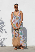 Load image into Gallery viewer,  Sexy Sling floral print Island Dress Beach Dress, summer floral maxi sundress, floral maxi dress, flowy maxi dress, long maxi dress, ruffle maxi dress, maxi sundress, flowy maxi sundress, boho maxi dress, Floral maxi dress Australia, Floral dress for summer AU.