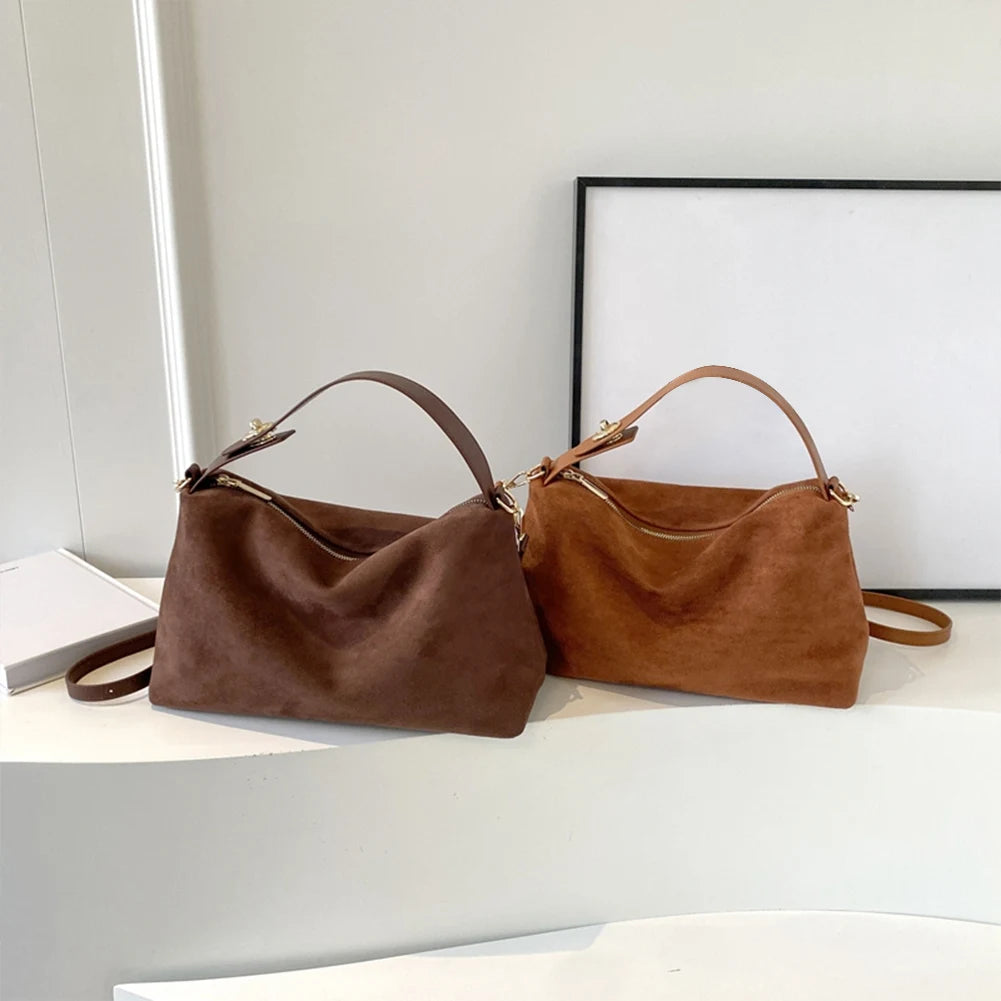 suede hobo bag, convertible crossbody bag, Soft slouchy suede tote, top-handle shoulder bag, detachable strap, secure zipper, everyday work & weekend bag, travel-friendly purse, fall handbag staple, quiet-luxe vibe, slouchy shoulder bag, slouchy tote bag, everyday tote bag, casual tote bag.