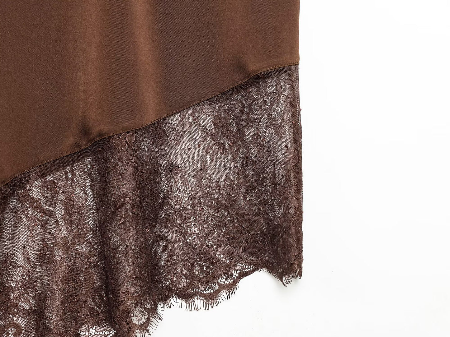 Amalfi High Neck Asymmetric Halter Lace-Hem Top | Elegant Satin Evening Halter Top
