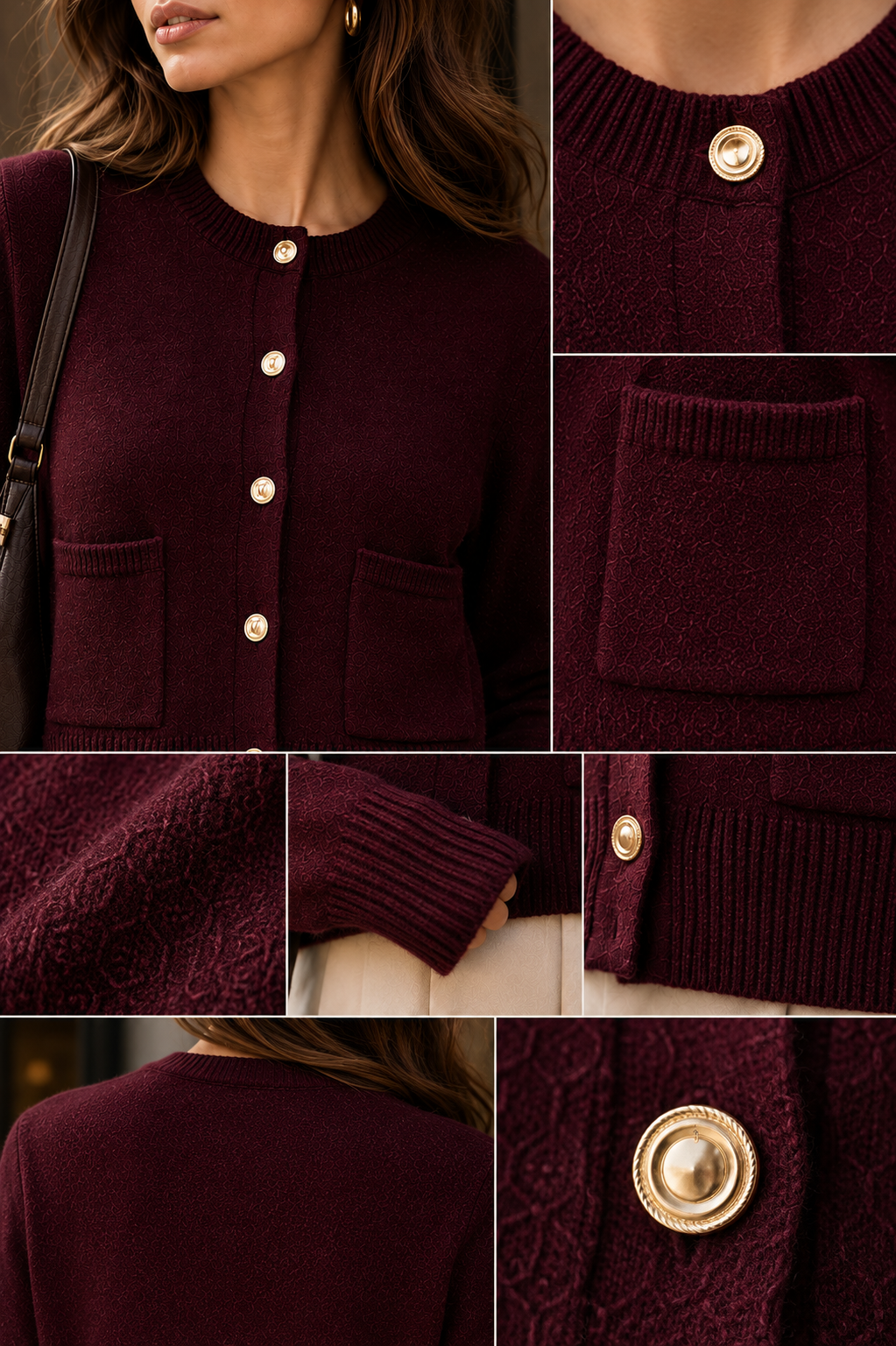 Adeline Round Neck Button Front Knit Cardigan