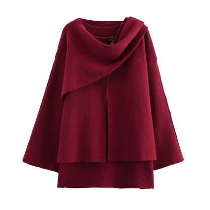 shawl collar coat women, classy fall outfits coat,  Cape-style poncho sweater women with attached scarf, soft knit finish, trending quiet luxury sweater for fall sweaters women and classy casual outfits women, business casual wool coat, quiet luxury coat women.