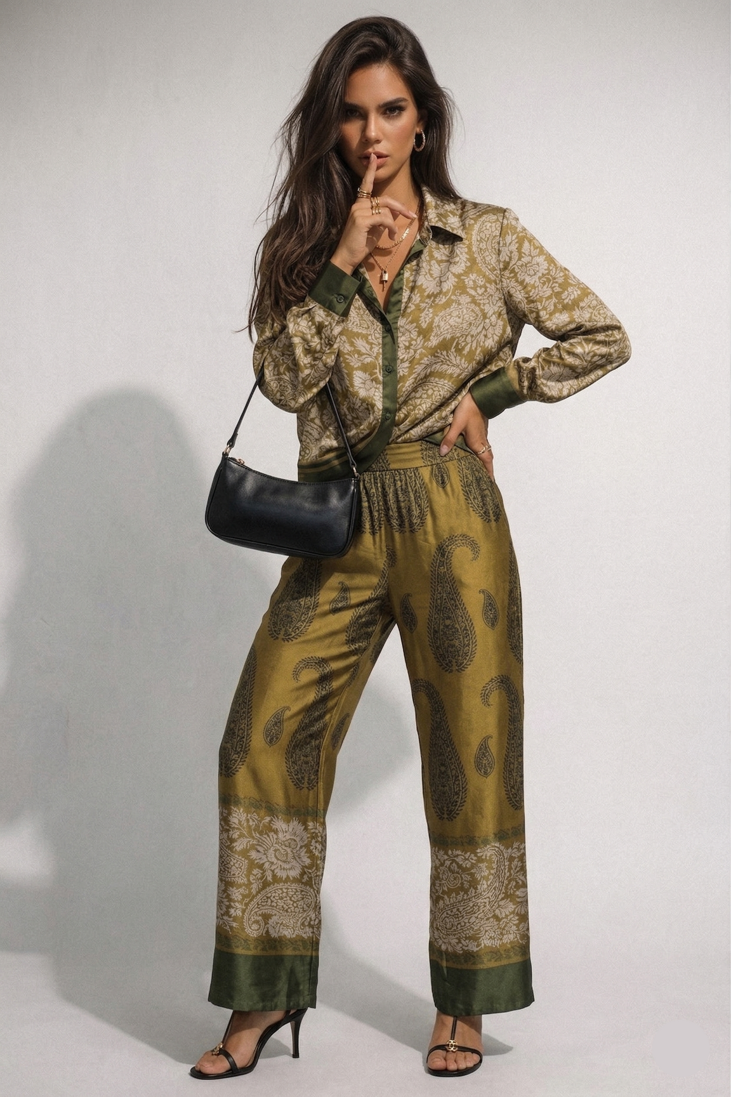 button down shirt set, wide leg trouser set, paisley shirt, two piece shirt and pants set, paisely print coord set women, business casual set, wedding guest outfit, vacation outfit sets, high waist wide leg trouser set, paisley silk shirt wide leg pants, satin paisley print coord set, silk shirt set, printed trouser sets.