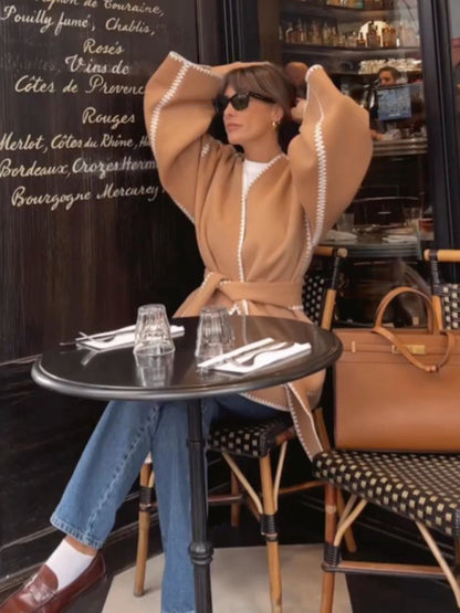 beige short coat for women, lace jacket, womens short coat, oversized v neck coat jacket, v neck jacket, oversized womens coat, coat jacket, cardigan jacket, jacket coat, womens jackets, belted jacket, short jacket, short coat, winter coats women, cute fall winter outfits, winterwear, womens outerwear.