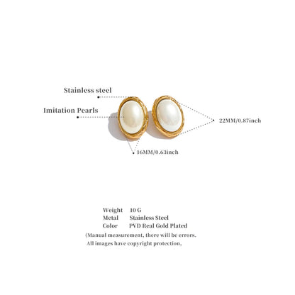 Amara Classic Pearl Oval Stud Earrings | Minimalist Jewellery