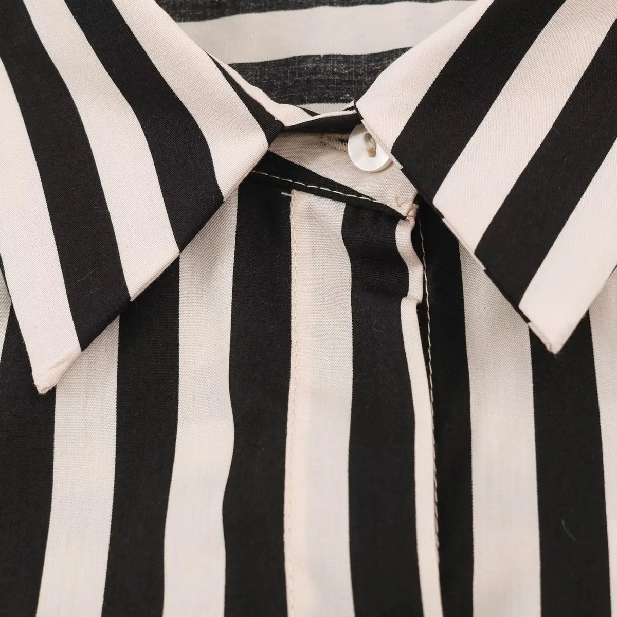Boss Lady Black White Striped Shirt with Orange Waist Tie