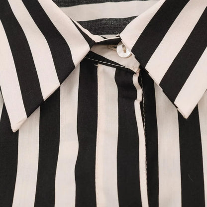 Boss Lady Black White Striped Shirt with Orange Waist Tie
