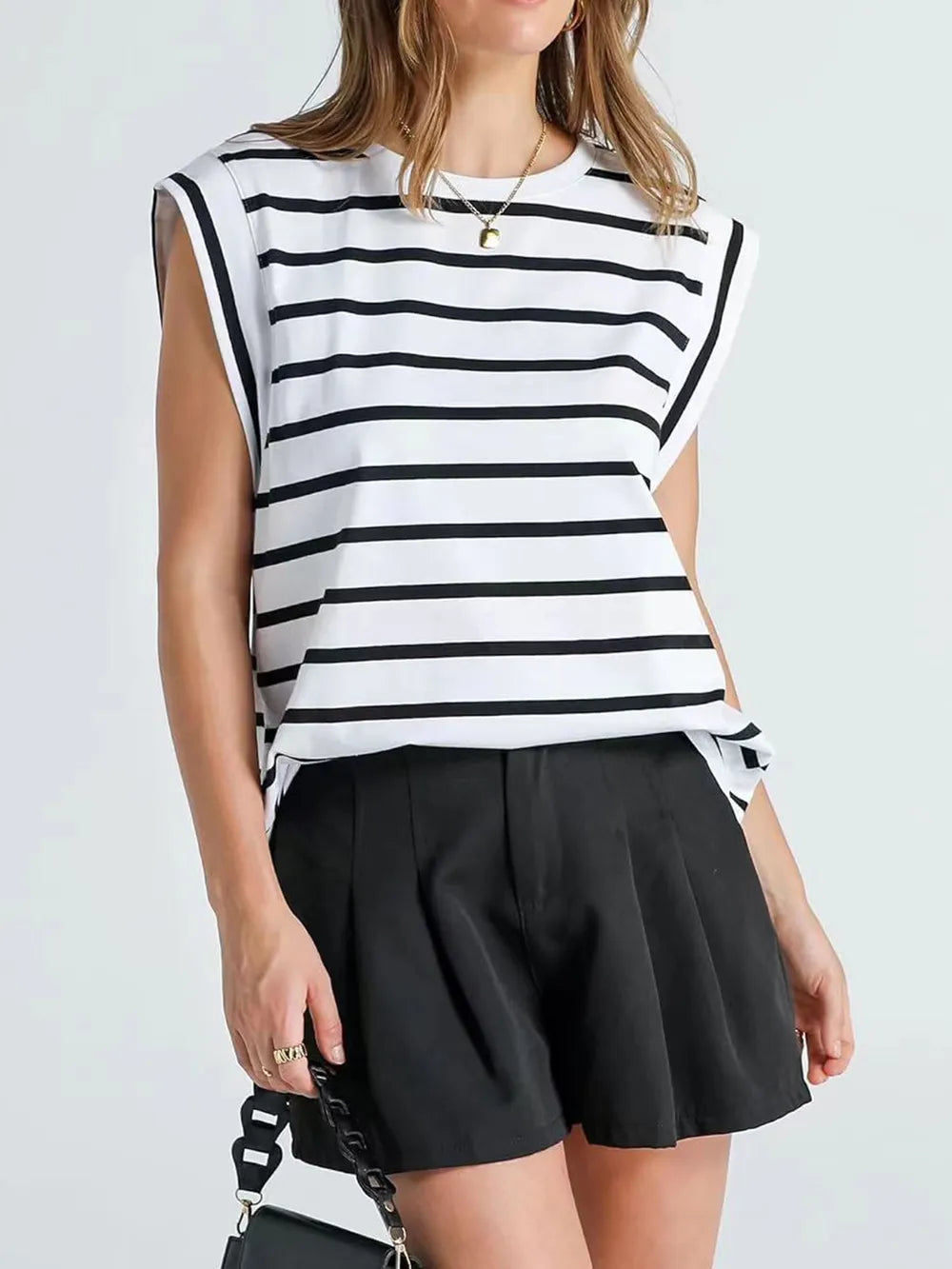 cap sleeve top women, nautical stripe top, nautical fashion women, elevated basics women, summer brunch outfit, Italy vacation outfits, casual classy outfits women, cap sleeve top women, relaxed fit summer top, old money summer outfit, minimalist summer outfit.