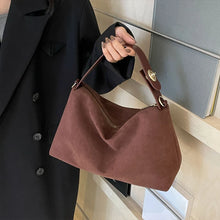 Load image into Gallery viewer, suede crossbody bag, work tote with zipper pockets, suede hobo bag, slouchy hobo bag, Top-handle tote, work shoulder bag, slouchy tote bag, suede hobo bag, everyday shoulder bag, work shoulder bag, suede shoulder bag.