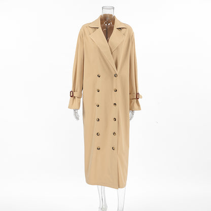 Classic Beige Double-Breasted Trench Coat for Women | Longline Coat | Quiet Luxury Fall Layering Coat