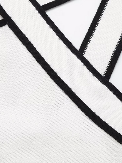 Iconic Criss Cross Knit Tank Top for Women | Ribbed Contrast Trim Halter tank top | Minimalist Layering Top for Summer to Fall