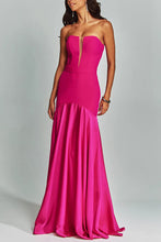 Load image into Gallery viewer, corset bodyon maxi dress, satin gown dress, pink evening gown, long satin dress, strapless evening dress
corset maxi dress, off shoulder evening dress,  sweetheart neckline gown, wedding guest evening dress
maxi satin dress.

