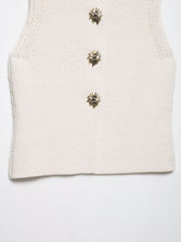 Load image into Gallery viewer, Classy Cream Knit Vest with Gold Buttons | Sleeveless Layering Vest | Cropped Knit Top for Brunch, Workwear &amp; Fall Outfits