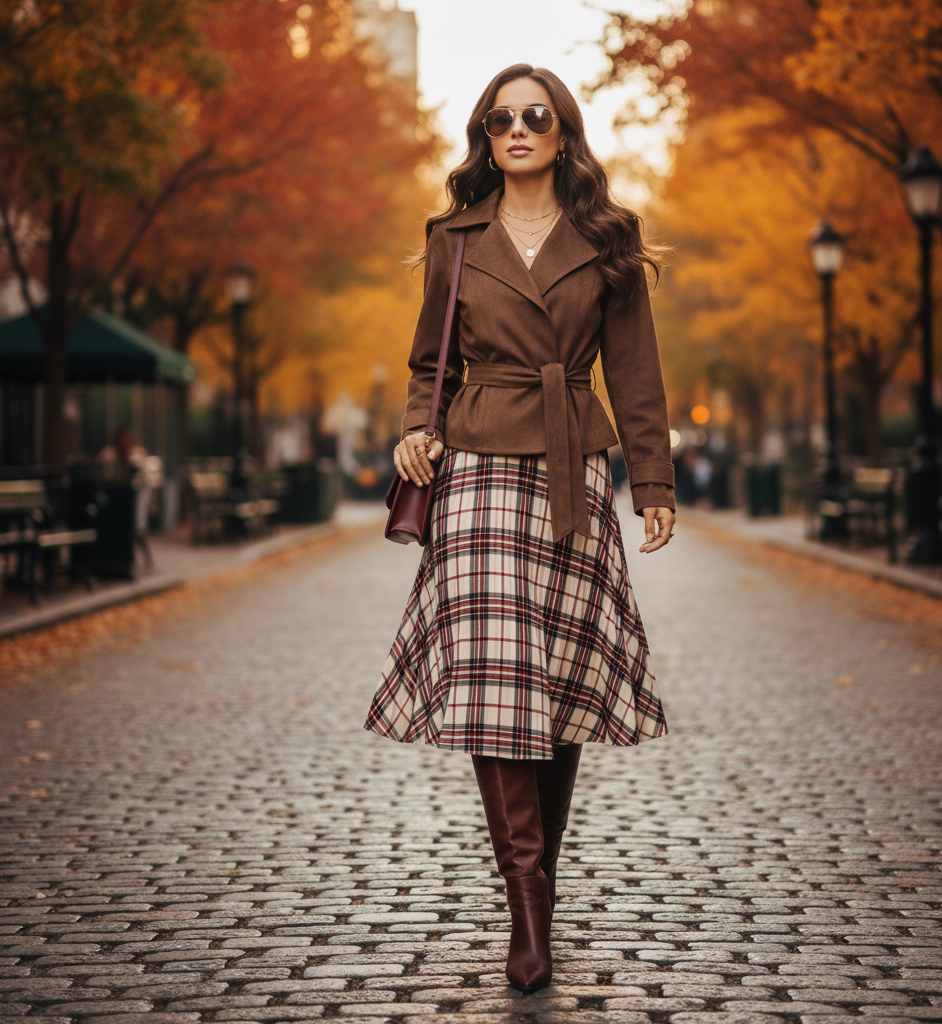short trench coat, Suede trench coat women in rich cognac brown, short belted suede jacket women style for fall suede trench coat outfit and workwear trench coat women look, quiet luxury suede jacket aesthetic.