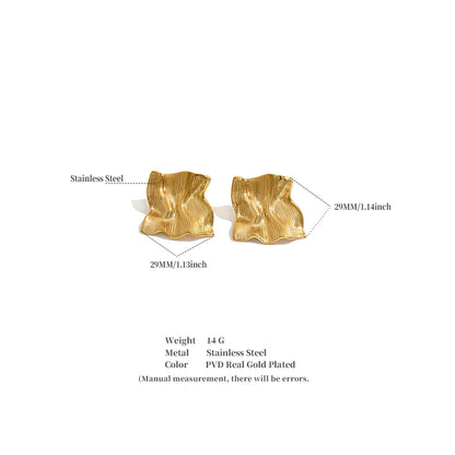 Amare Gold and Silver Sculptural Wavy Square Stud Earrings