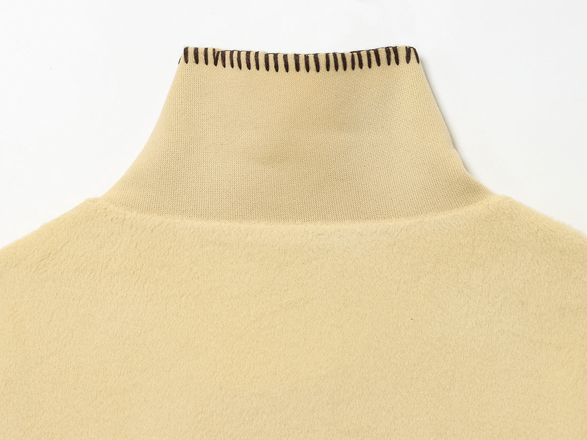 Agatha Oversized Funnel Neck Jacket | Contrast Stitch Jacket Coat