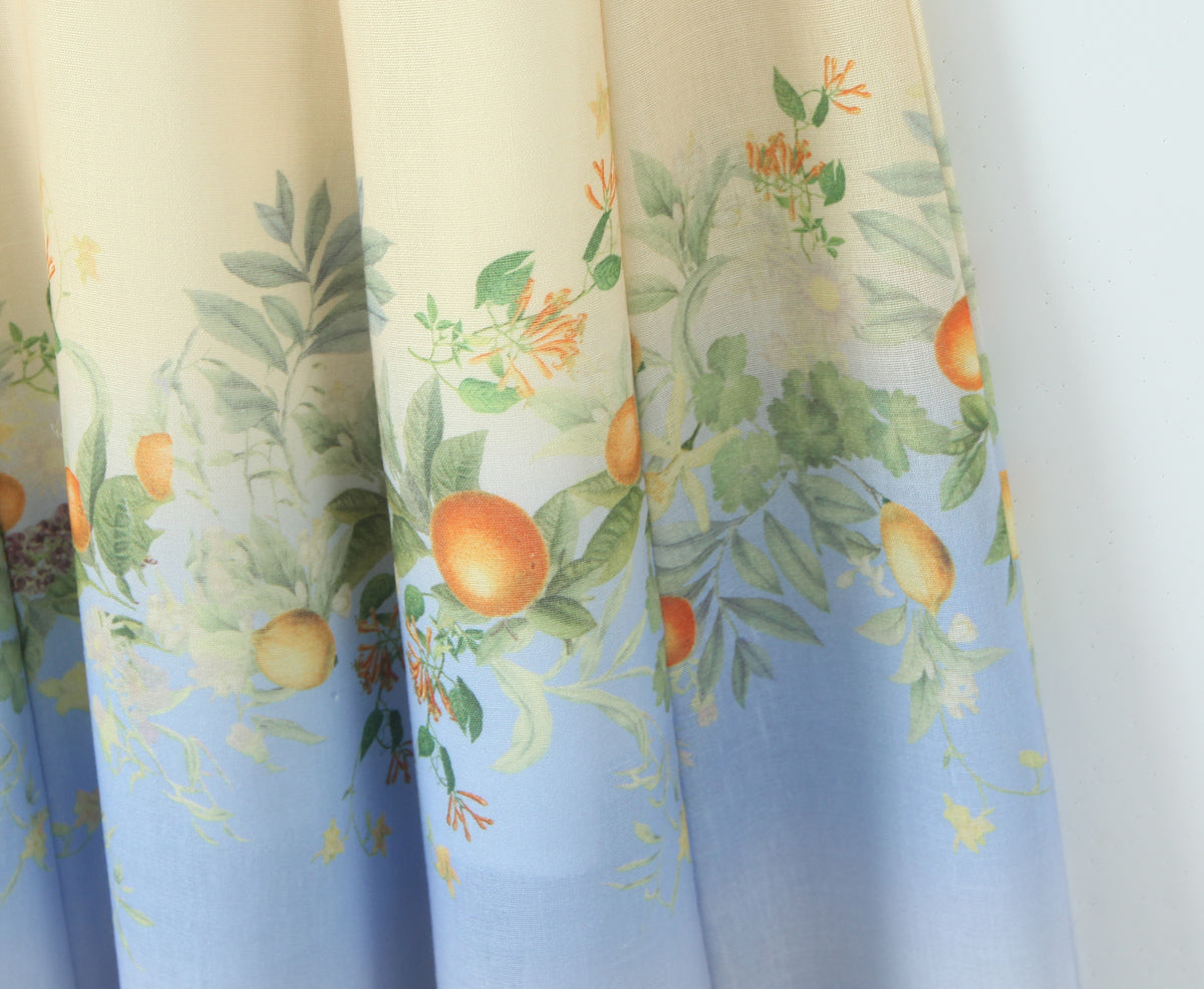 Citrus Blossom Corset Midi Dress | Botanical Print & Ombré