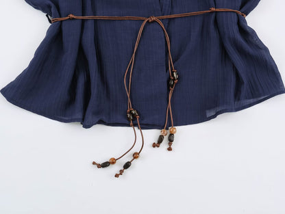 Alvira Navy Pleated Wrap-Front Co-Ords