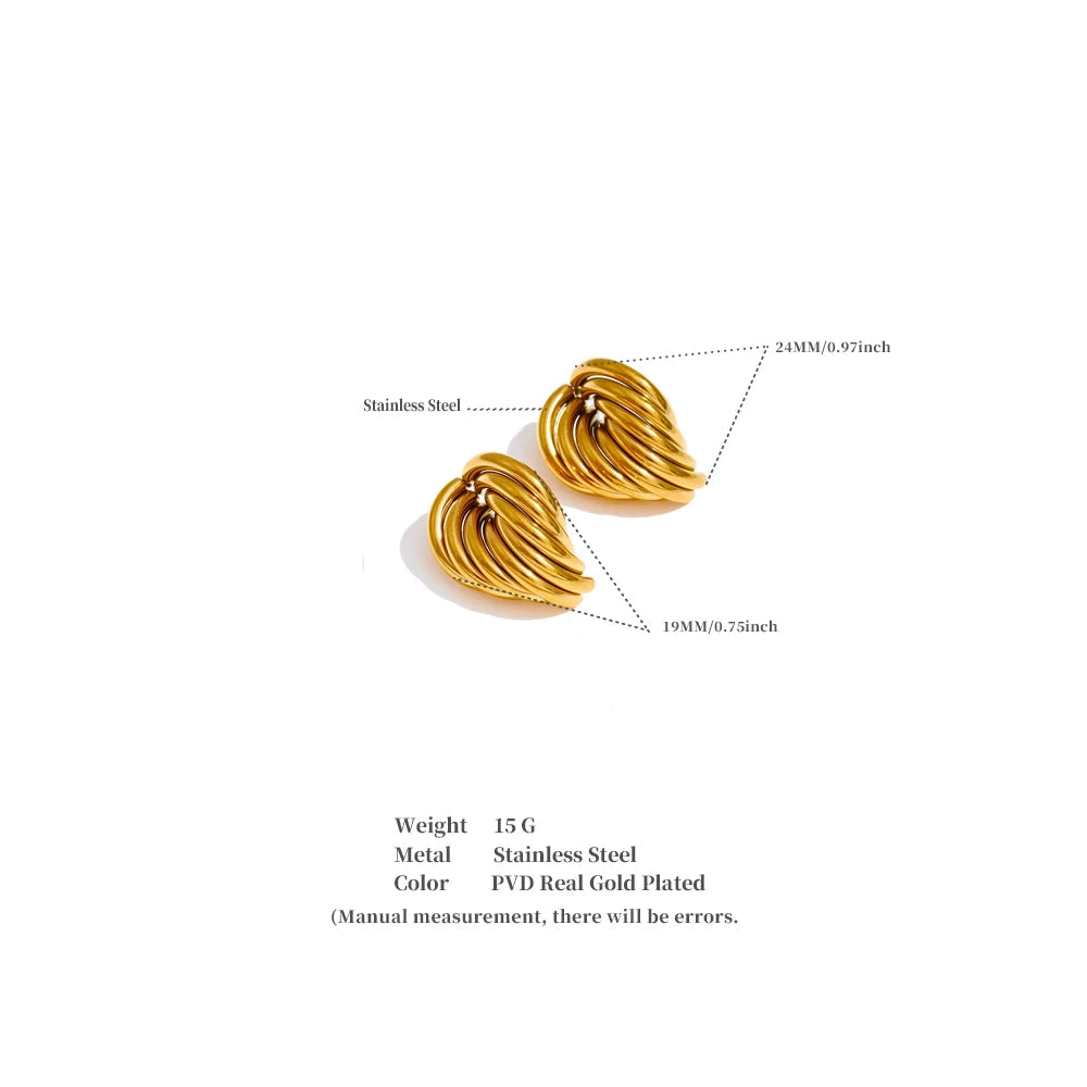 Nia Chunky Gold Knot Stud Earrings | Sculptural Statement Earrings for Women