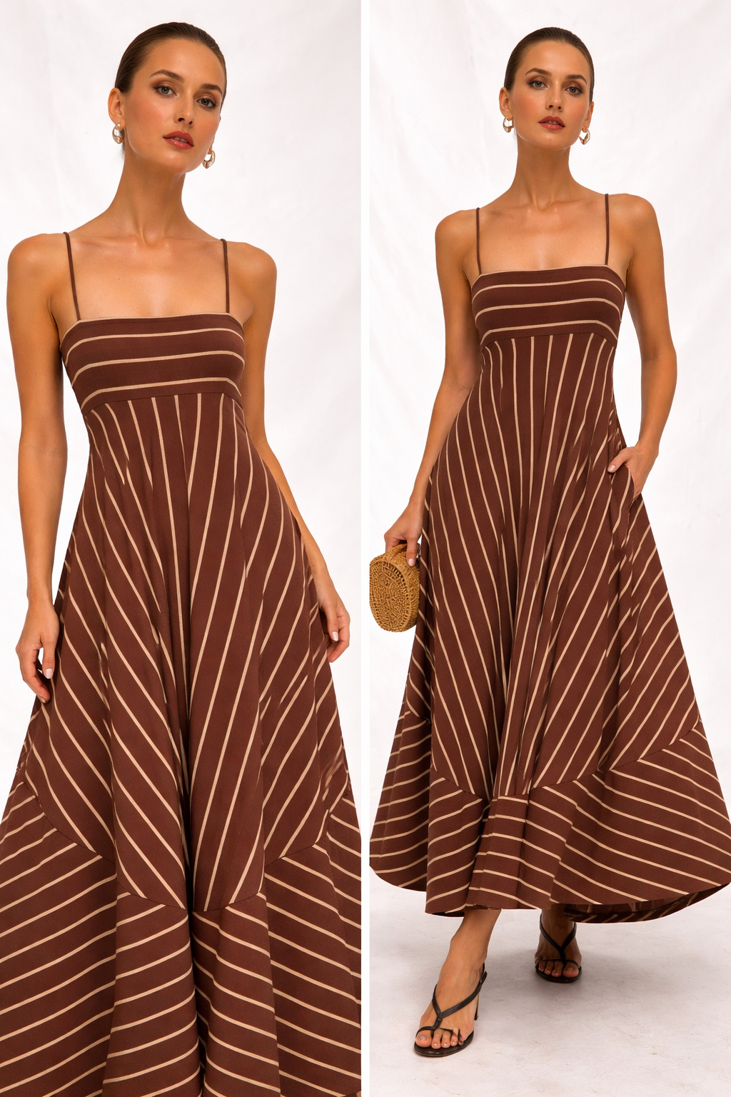 empire waist striped maxi dress, summer flare maxi striped dress, fit and flare maxi dress, flowy maxi dress, long maxi dress, summer sundress, long dresses for women, maxi dresses for women, Best summer dresses for women US, long summer dresses, boho maxi dress, island dress, boho  beach dress, fitted bodice flowing skirt, maxi dress.