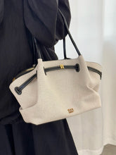 Load image into Gallery viewer, office canvas bag women, Oversized black canvas tote bag women styled with fall capsule wardrobe, minimalist business casual work outfit with laptop-friendly compartment, laptop canvas tote bag women.