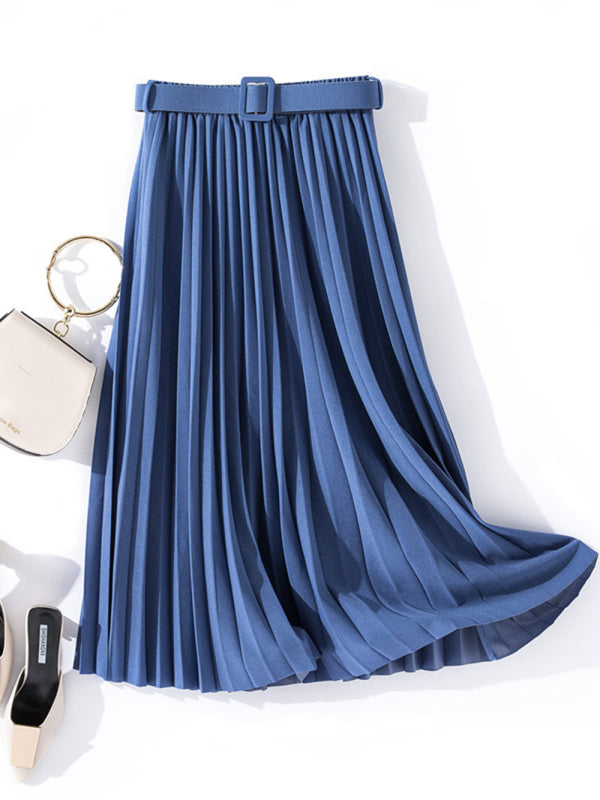 fall office outfits for women, Chic pleated midi skirt with belt, perfect for fall office outfits for women and autumn brunch looks. Style this flowy high-waist skirt for quiet luxury fashion and Parisian chic outfit ideas.