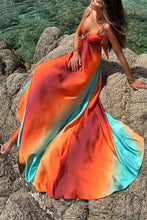 Load image into Gallery viewer, flowy maxi dress, long maxi dress, cutout maxi dress, maxi sundress, flowy maxi sundress, backless maxi dress, summer sundress, long dresses for women, maxi dresses for women, gradient color dress, ombre dress, Sexy Sling Gradient Color Island Dress Beach Dress, Best summer dresses for women US, long summer dresses, boho maxi dress