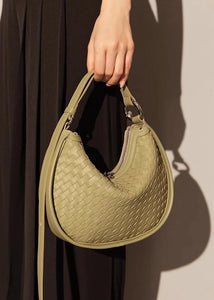 Aurora Woven leather Hobo Handbag | Glam Hobo Purse | Crescent Bag | Crossbody purses for women