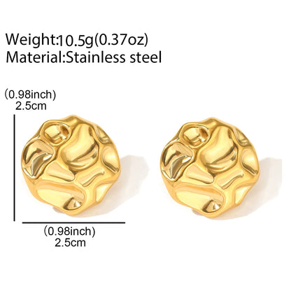 Azure Sculptural Statement Stud Earrings in Gold & Silver | Textured Chunky Modern Fashion Jewelry for Women