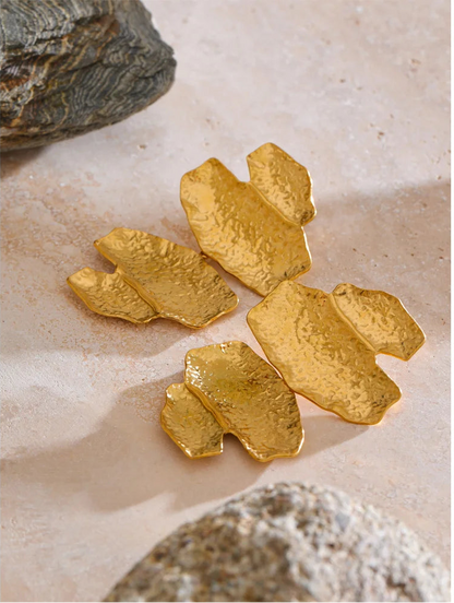 Aurea Abstract Gold Drop Dangle Earrings | Sculptural Textured Earrings for women