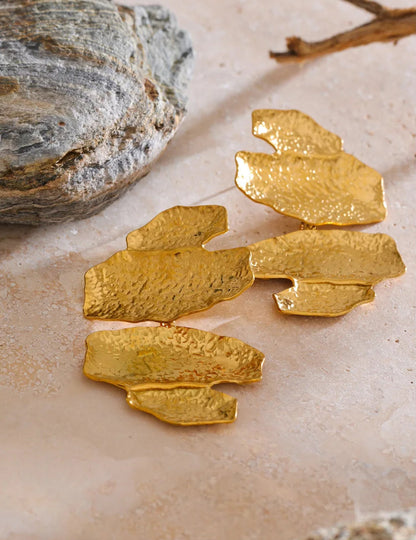 Aurea Abstract Gold Drop Dangle Earrings | Sculptural Textured Earrings for women