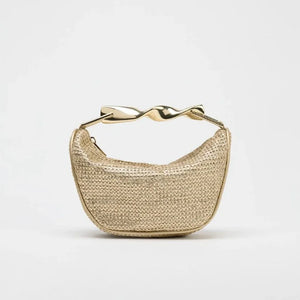 Crossbody woven bag, sculptural handle purse, terracotta shoulder bag for evening soiree handbag, lightweight designer look tote, straw sling bag, woven sling bag, bucket sling bag, crossbody straw sling bag, raffia sling bag, chic woven sling purse.