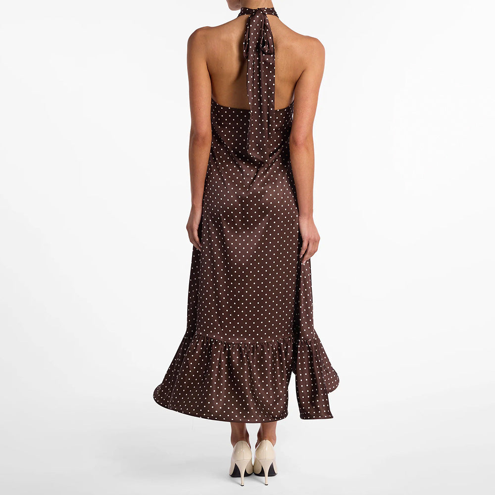halterneck polka dot dress.