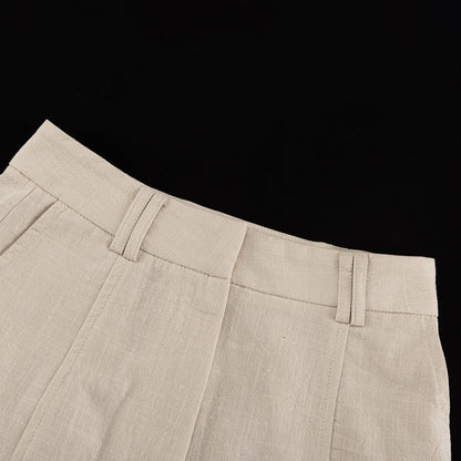 Alabama Two Piece Shorts Set – Beige Cotton Halter Top & High Waist Shorts