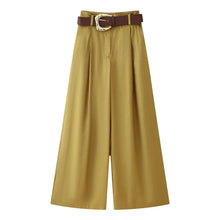 Load image into Gallery viewer, high waist wide leg vest set, business casual mustard vest set.